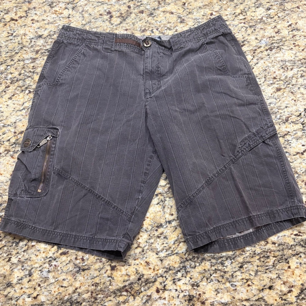 Merrell Mens Cargo Shorts Grey Pinstripe Hiking Outdoor Pockets Size 36
